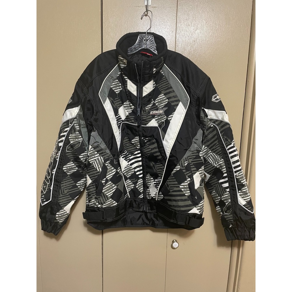 Castle X Racewear Platform Snowmobile Jacket Mens Medium Black White Grey Moto